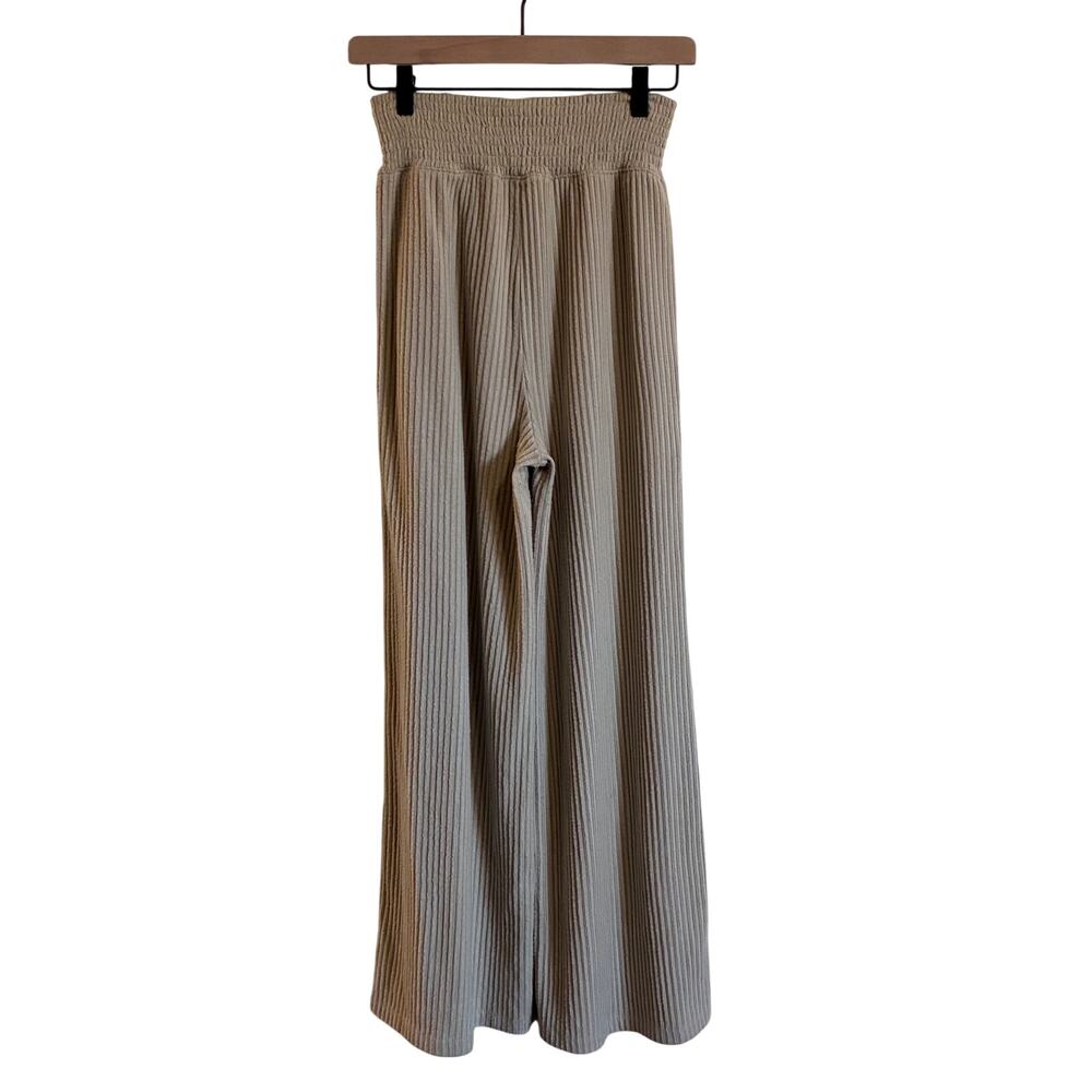 Spiritual Gangster Harmony Ballet Rib Wide Leg Pants in Sandstone Tan, Size S - Picture 4 of 7